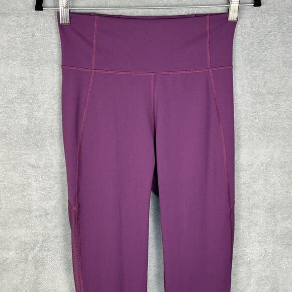 Lululemon Pants Womens 8 Purple Leggings High Rise Sheer Mesh Panels Gym Joggers - Picture 2 of 13